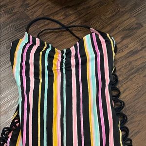 Stripped one piece swim suit
